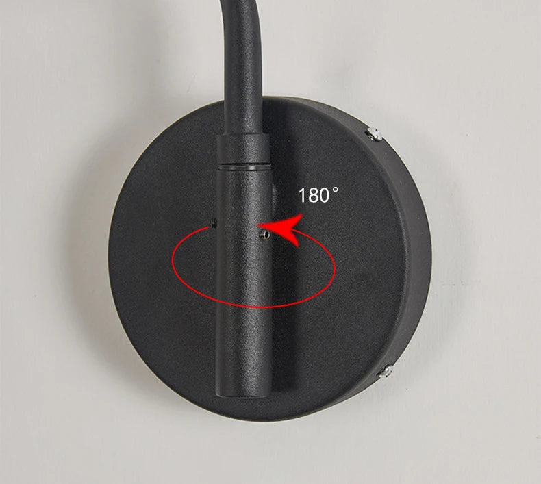 Modern Black Metal Wall Light For Bedroom Bedside Reading Long Arm Wall Lamp Scalable Adjustment