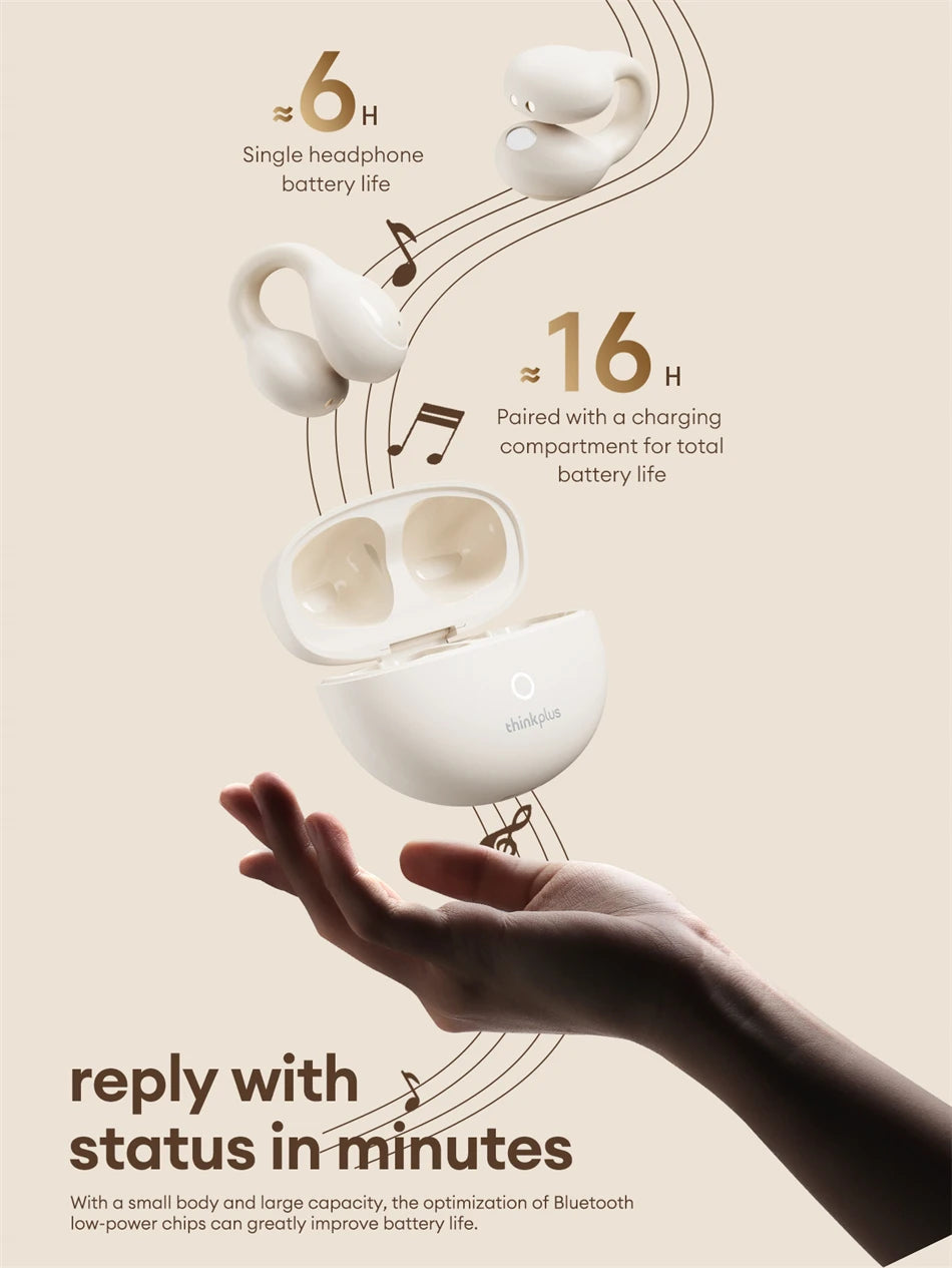 Lenovo LP25 PRO Bluetooth 5.4 Headphones Ear Clip Sport Wireless Headset Long Battery Life Noise Reduction Earphones HD Mic Call