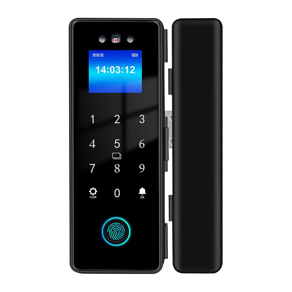 WIFI 3D Face Smart Lock for Glass Door with Camera Fingerprint Face Recognize Card Password Biometric Key App Unlock