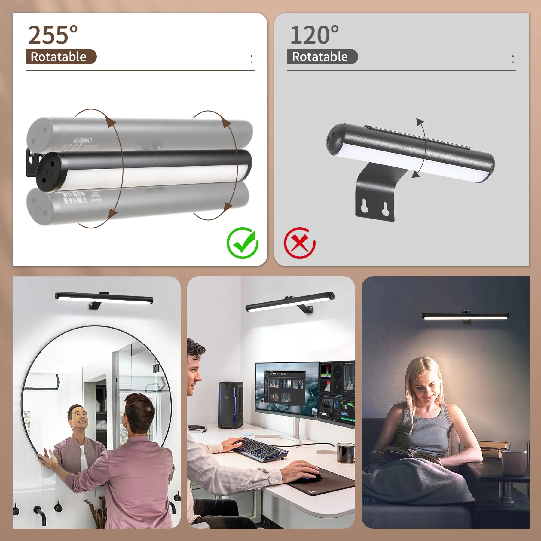 Bathroom Vanity Light Led Wall Lamp Aluminum 45cm Indoor Modern Black Wall Sconces Mirror Wall Light Painting Picture Light