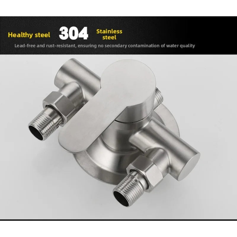 304 Stainless Steel Surface Shower Set Hot and Cold Switch Brushed Water Mixing Valve Faucet