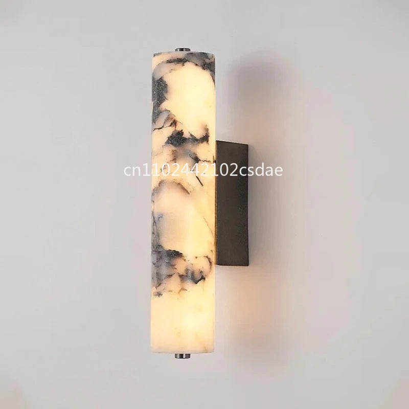 Italian Wall Lamp Natural Marble Bedroom Bedside  Black Modern  Luxury Stone Wall Light Living Room Hallway Decor Wall Sconce