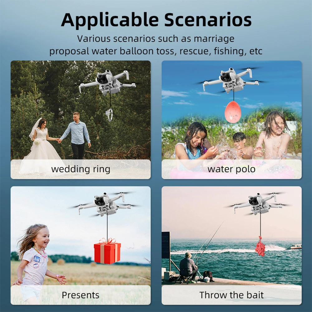 Drone Thrower Fishing Wedding Drone Air Drop Device Drone Air Drop Thrower System for DJI Mini 4 Pro Drone Accessories