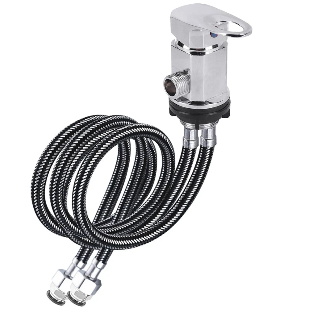 Shower Hose Valve Shower Faucet Zinc Alloy RV Shower Mixing Valve With 80CM Push-In Tailpipe Outlet G1/2 Camper Accessories