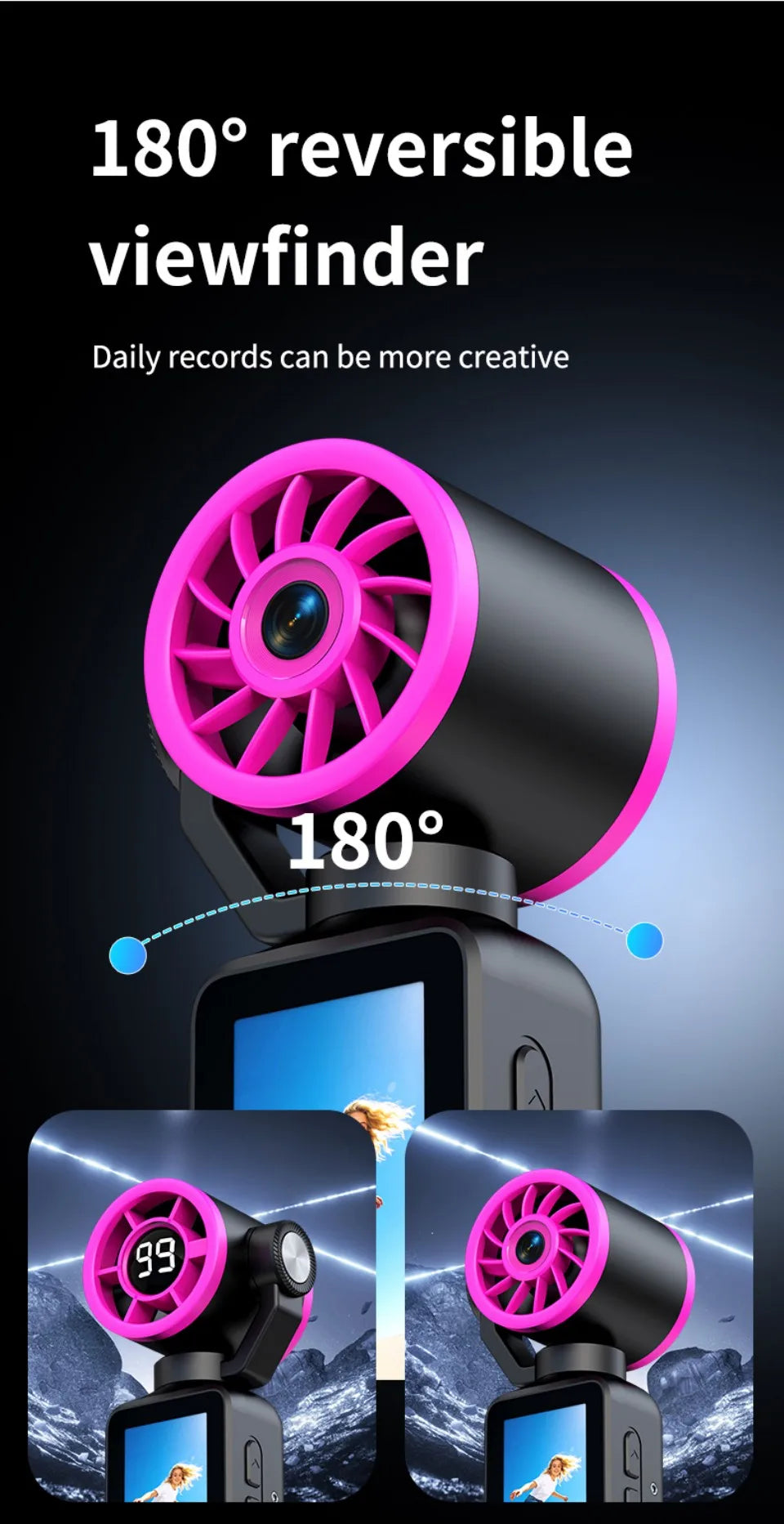 HD 2 in 1 Action Camera with 5 Speed High Speed Cooling Fan Video Recorder For Vlog YouTube Outdoor Shooting Handheld Action Cam