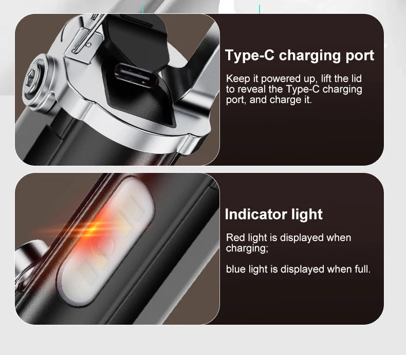 Camping Light Lightweight Handheld Torch  5 Lighting Modes Rechargeable Tent Lamp for Patio Climbing 8 Light Filaments