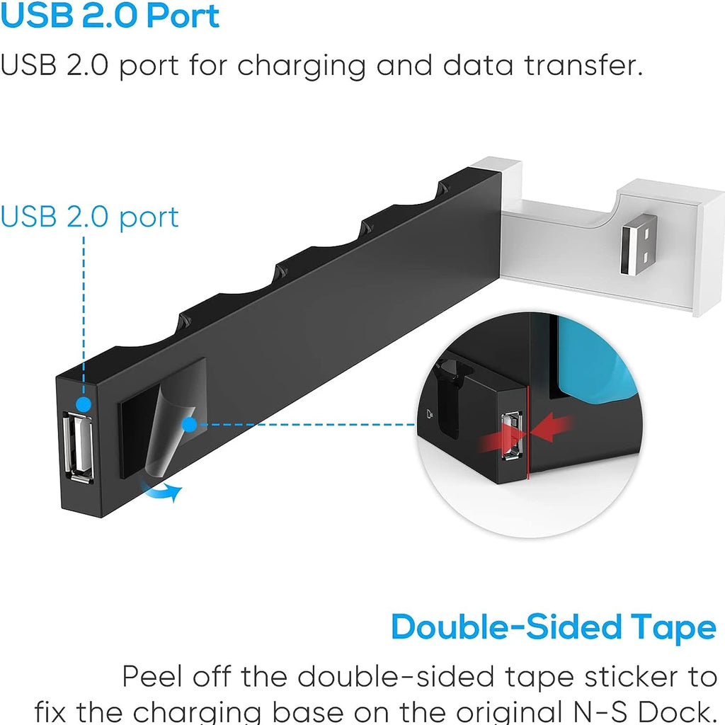 IPEGA PG-9186 Charging Dock Station for Switch&OLED - Charges Up To 4 Controllers, Compatible with Switch and OLED Model