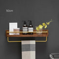 Brushed Gold Solid Wood Bathroom Shelf Wall Mounted Bathroom Storage Rack Towel Rack Bath Shower Shelf Bathroom Shelves