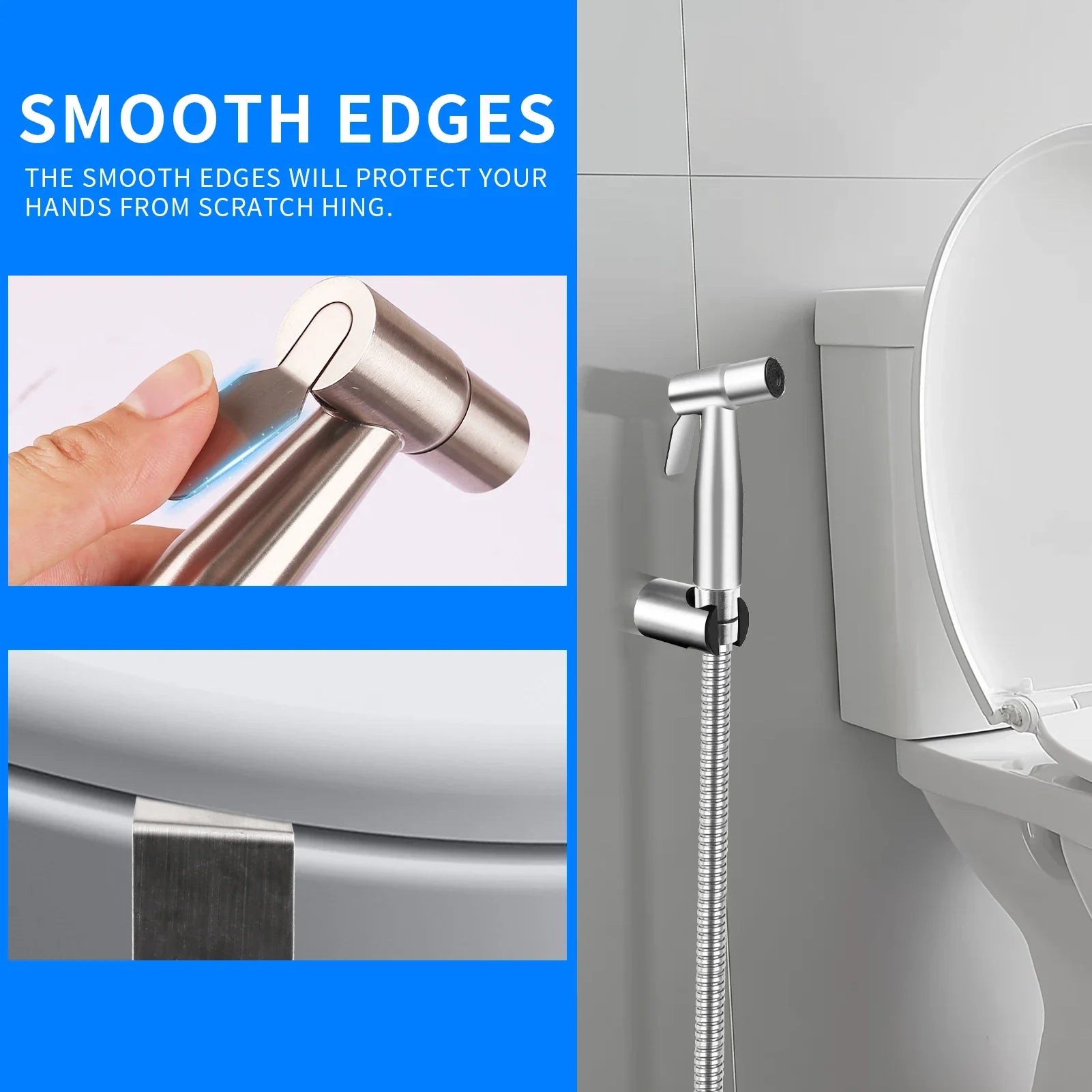 Handheld Stainless Steel Bidet Sprayer for Toilet Faucet Spray Gun Adjustable Water Pressure With Hoses for Feminine Wash US/UK
