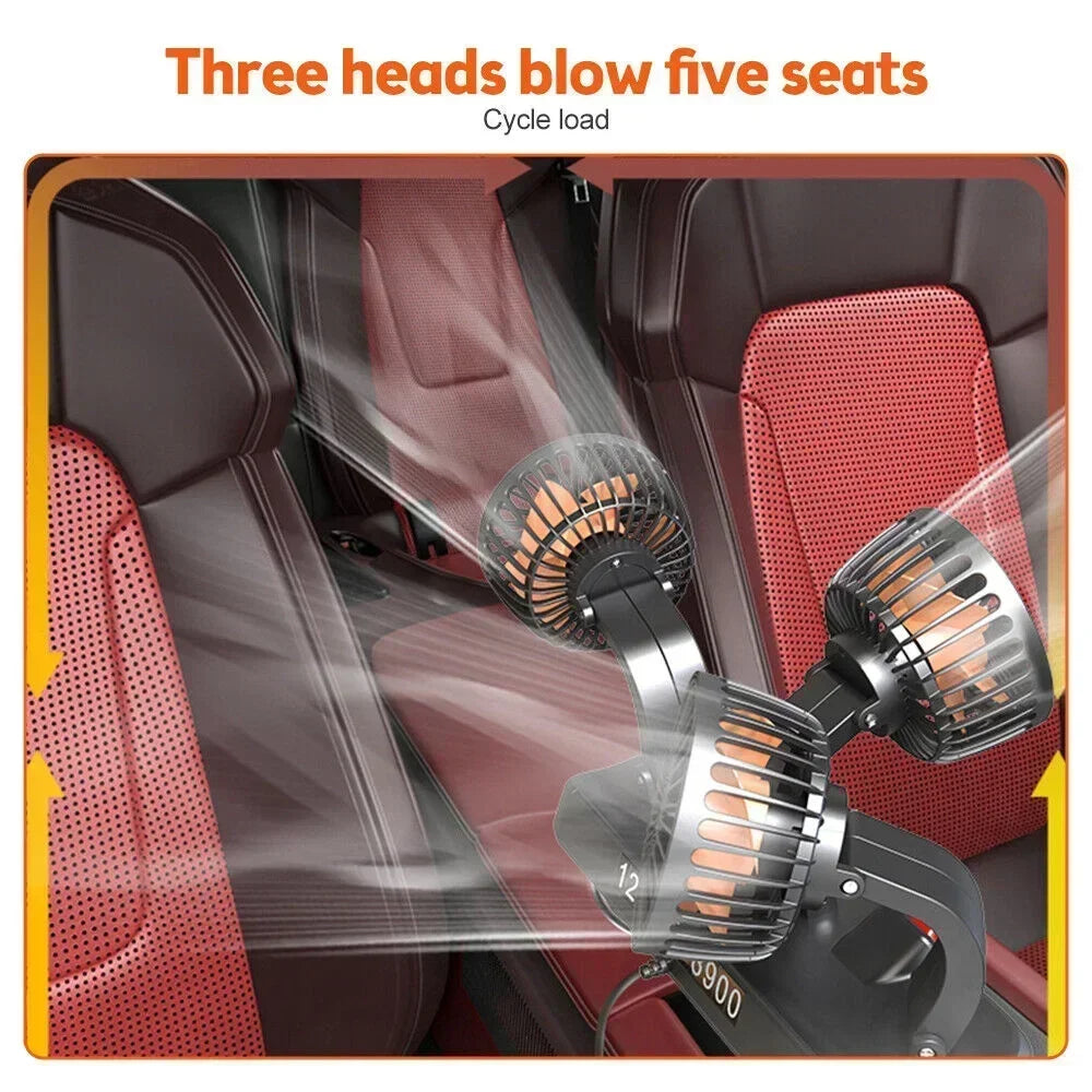 1/2/3 Head Car Fan Summer Air Cooler USB/12V/24V Adjustable 2 Speeds Silent Fan for Home Desk Office & Car