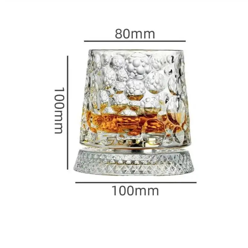 2026 Crystal Whiskey Glasses Rotating 360 Degrees Whisky Glass with Glass Base for Cocktail Party Drinking