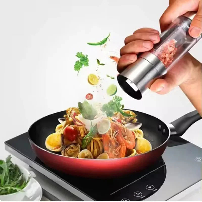Double Head Pepper Grinder Stainless Steel Spice Bottle Pepper Mill Manual Spice Grinder Mill Household Kitchen Gadgets