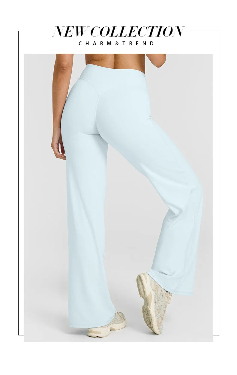 Straight Leg Yoga Pants Soft Butter Fabric Women Clothes Middle Waist Gym Pants Leggings Fitness Pilates Running Sports Trousers