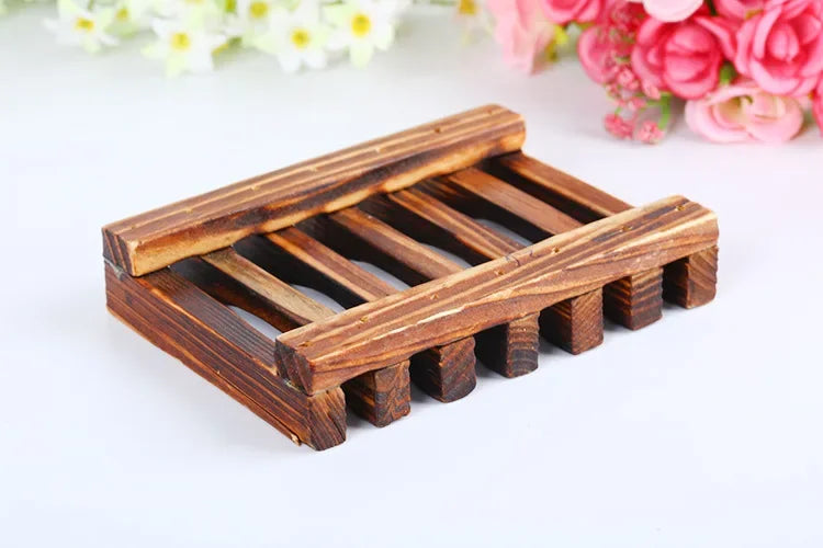Natural Bamboo Soap Box Dishes Bath Soap Holder Wooden Case Tray Mildew Resistant Drain Bathroom Washroom Accessory
