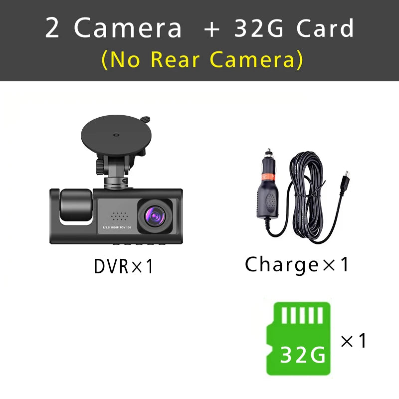 3 Channel Dash Cam HD 1080P 3-Lens Inside Vehicle  Car DVR Three Way Camera DVRs Recorder Video Registrator Dashcam Camcorder