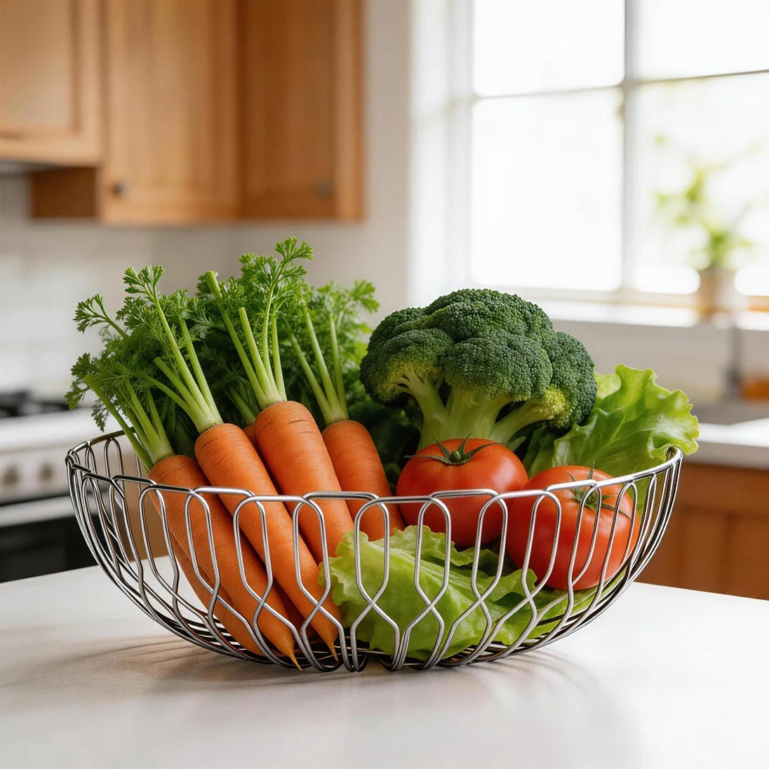 DSA light luxury stainless steel hollow bread basket fruit basket drain basket vegetable  living  home fashion decoration