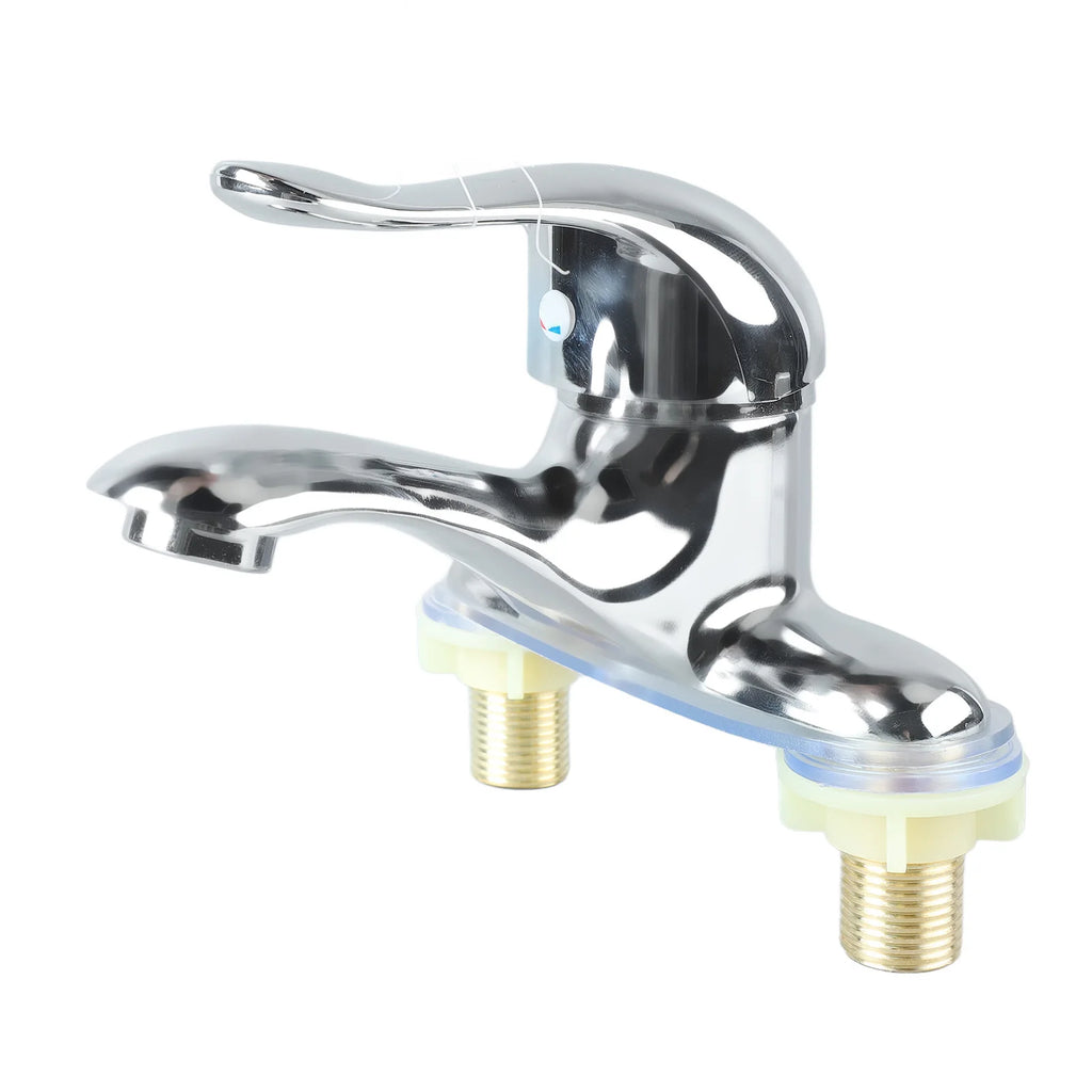 2 Hole Bathroom Sink Faucet Bathroom Sink Faucet Zinc Alloy 2 Hole Single Handle Hot and Cold Water Mixer Tap for Home Hotel