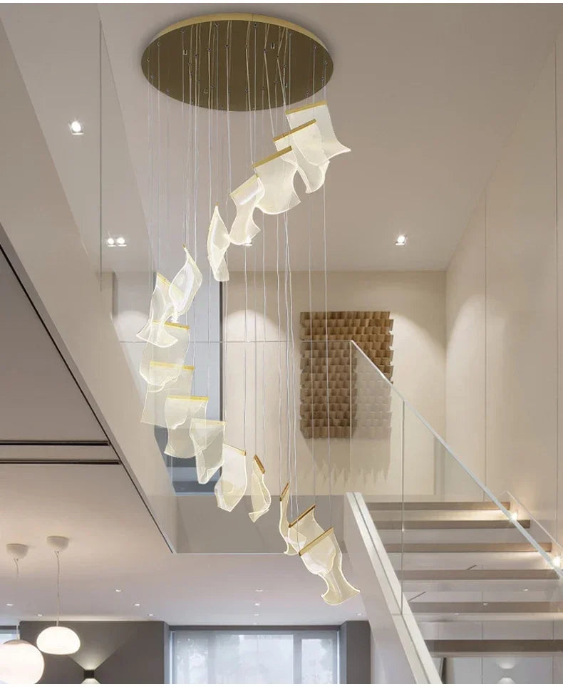 Modern LED Pendant Lights Living Dining Room Lighting Lustre Decor Chandelier Indoor Villa Duplex Stairs Hanging Lights Fixture