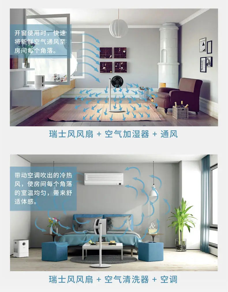 Air Circulator Fan Home Energy Saving Standing Quiet Floor Fan with Easy Cleaning and High Efficiency Ventilation Fans