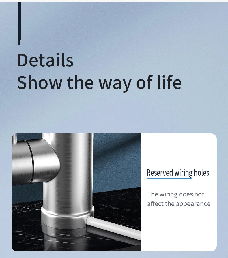 Electric Water Heater Faucet Instant Hot Water Faucet Heating Stainless Steel Kitchen Faucets Hot Cold Two Function Water Taps