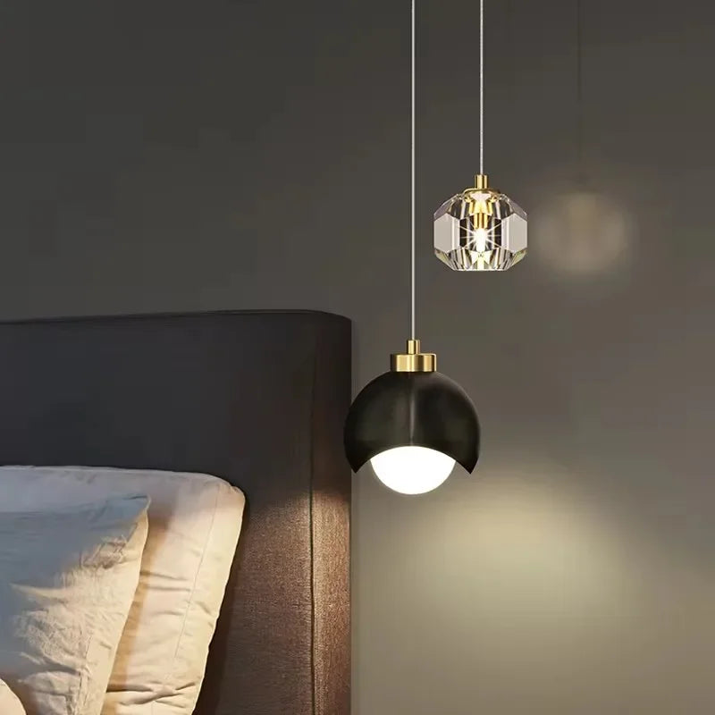 Modern Led Pendant Lights For Bedroom Creative Home Decor Haning Lamp Luxury Dining Room Lighting Gold / Black Crystal Fixtures