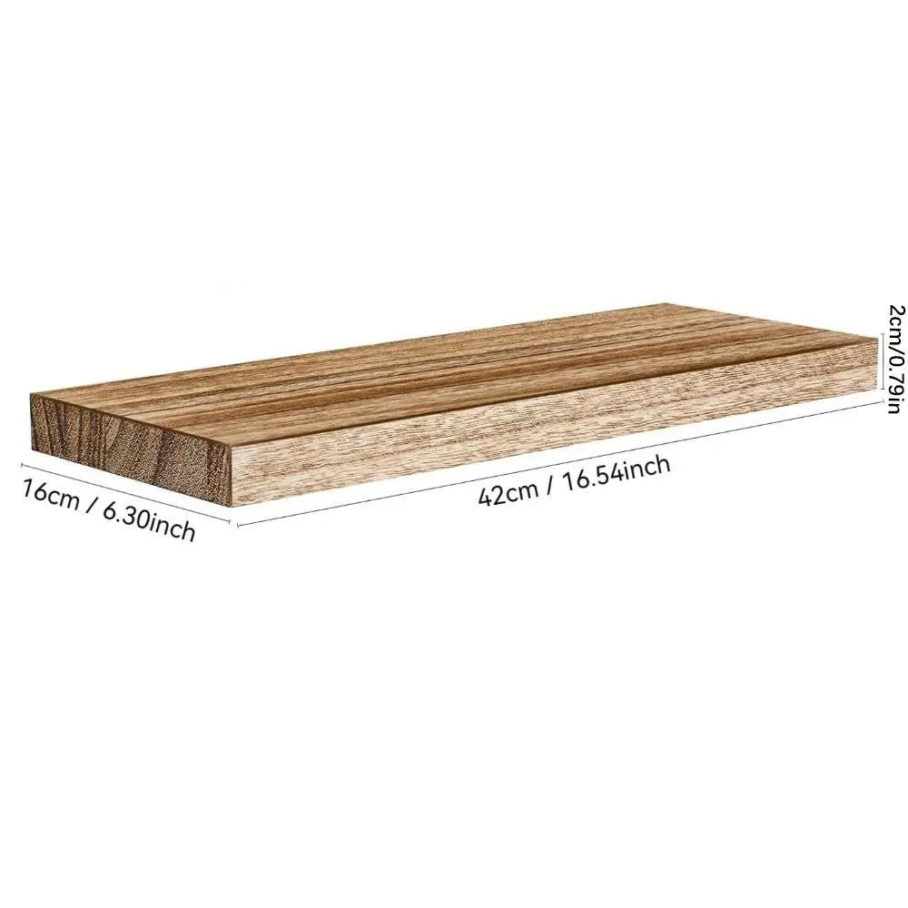 1pc Wall Mounted Floating Shelves Wooden Deeper Storage Shelf Multi Functional Thicker Bathroom Shelves