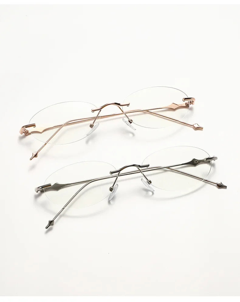 Small Oval Photochromic Myopia Glasses Women Men Fashionable Frameless Minus Diopter Glasses Trendy Outdoor Eyewear0-1.0-4.0