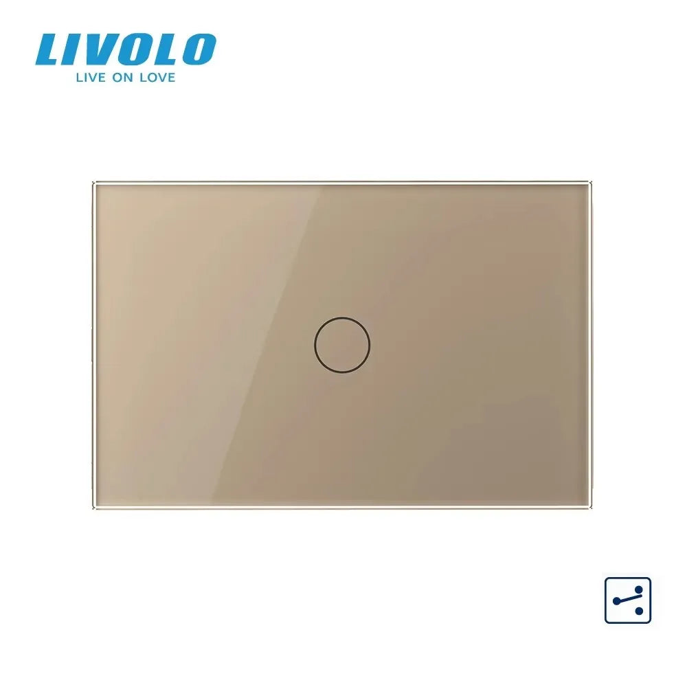 New Livolo US/AU Fashion Electrical Touch Screen Switches 1 Gang 2 Way Wall Light Switch Tempered Crystal Glass Panel,110V-240V