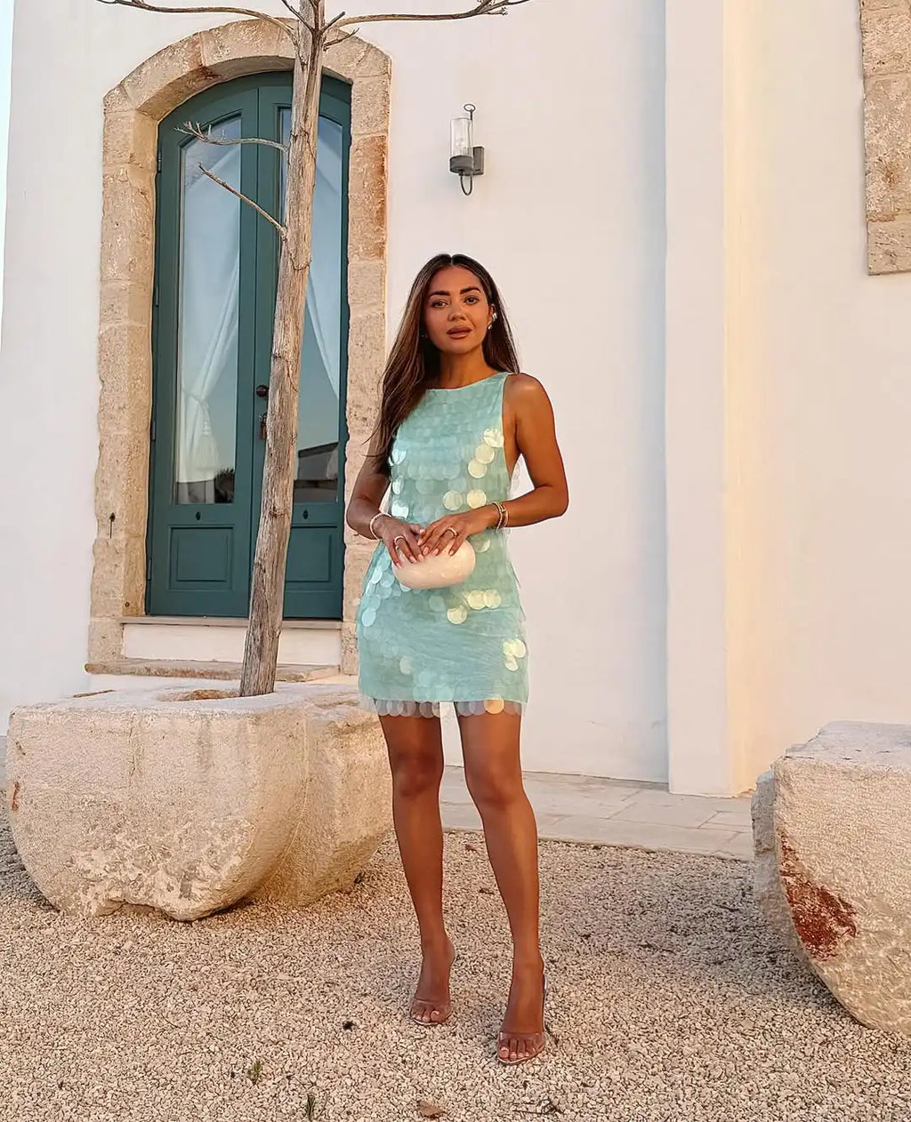 Women's Sexy Sequin Backless Short Dress High Waist Sleeveless Bodycon Mini Dresses 2026 Beach Vacation Party Club Outfits