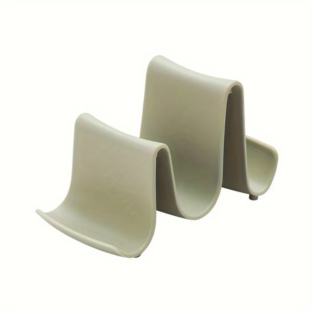 1pc Innovative Wave Design Kitchen Organizer - Plastic Pot Lid Holder, Chopstick & Utensil Rack for Countertop Storage