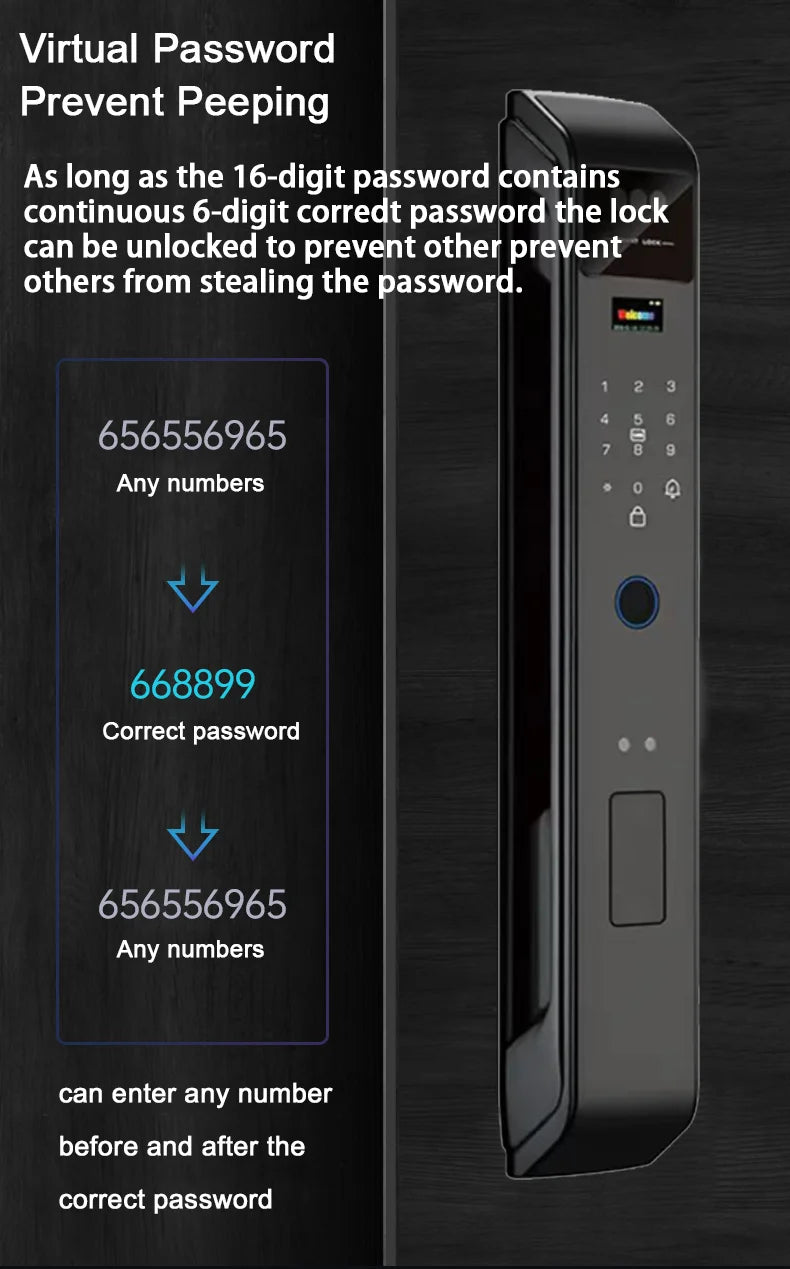 3D Face Recognition Unlock Digital Door Lock With Camera FIngerprint Password Unlock Keyless Electronic Door Lock