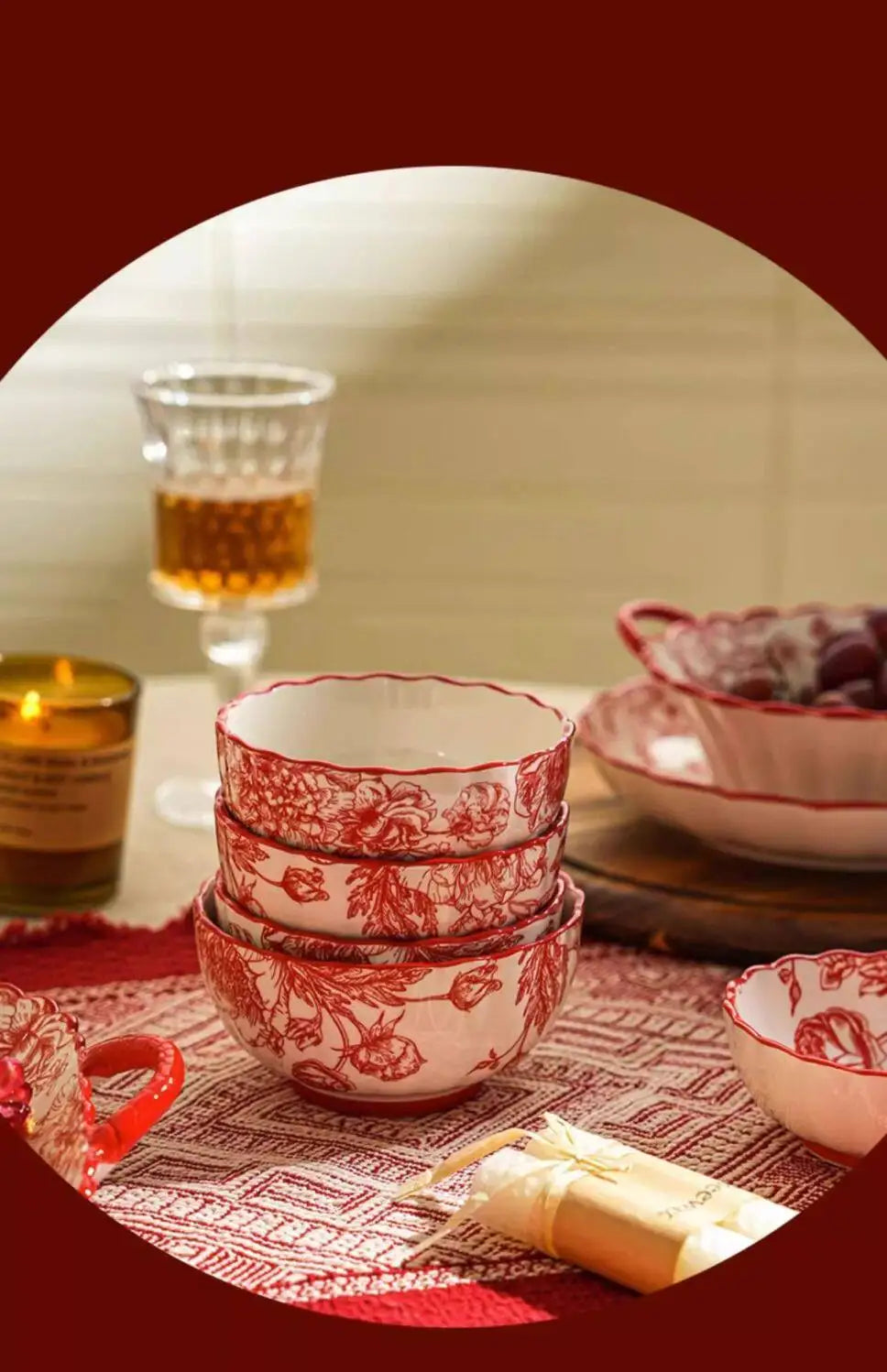Modern Red Dinner Set Plates Luxury Designer Italian Round Plates Dinner Sets Ceramic Elegant Aparelho De Jantar Kitchen Dishes