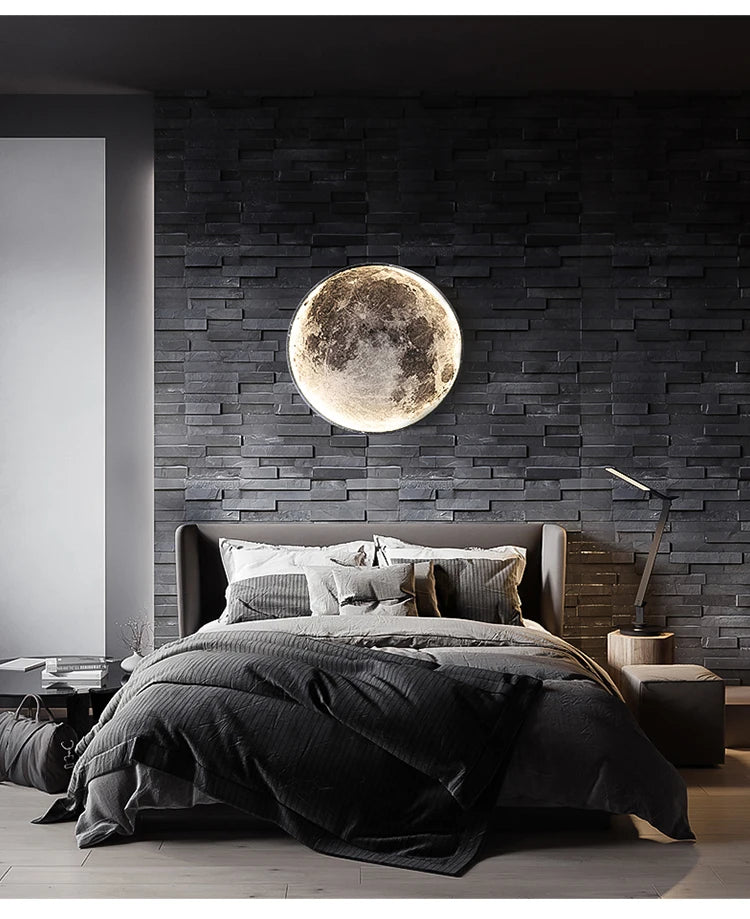 Modern Minimalist LED Moon Wall Lamp Indoor Lighting for Bedroom Background Wall Living ROOM Decorative Bedside Lights