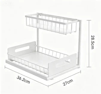 Under Sink Organizer Rack 2 Tier Under Sliding Cabinet Basket Organizer Drawer , Multi-Purpose Under Sink Storage For Kitchen