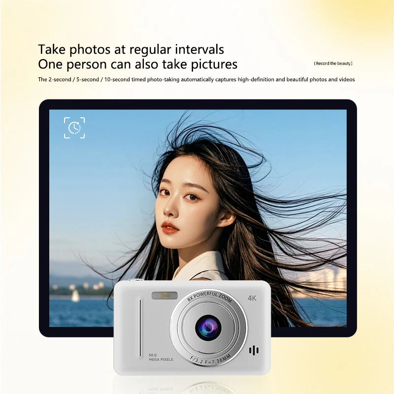 Advanced 50MP Dual Camera Kit, 4K Flash, CCD Digital, Vintage Design Entry-Level Camera