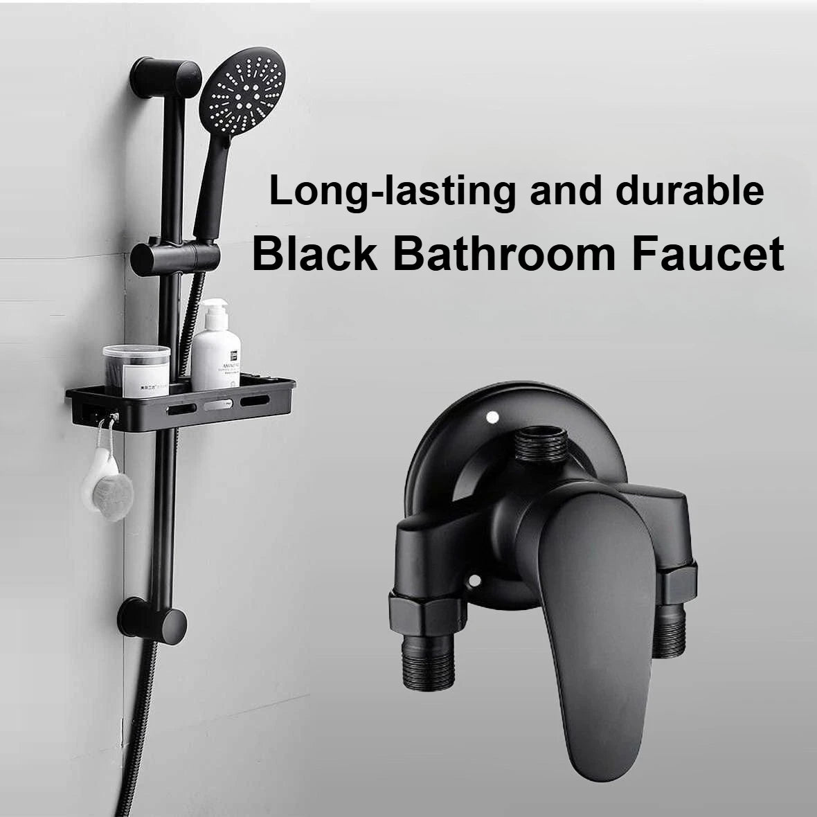 Cold Hot Mixer Tap Bathroom Faucets Black Shower Faucet Shower Head Set Household Wall Mounted Shower Mixer Valve Switch