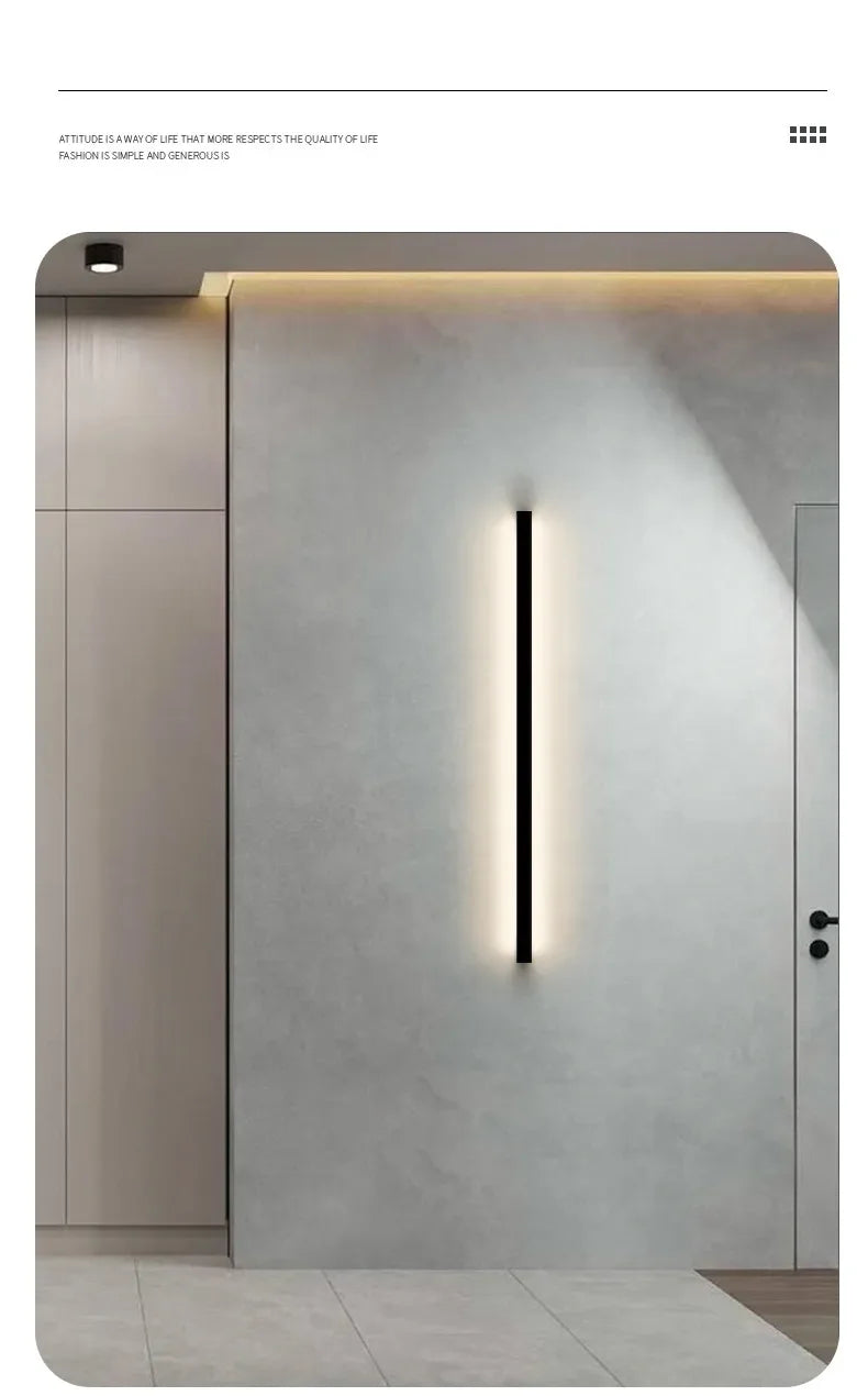 Modern Minimalist LED Wall Lamp Luxury Long Strip Light for Living Room Bedroom Bedside Ceiling Sofa Background Aisle Lighting