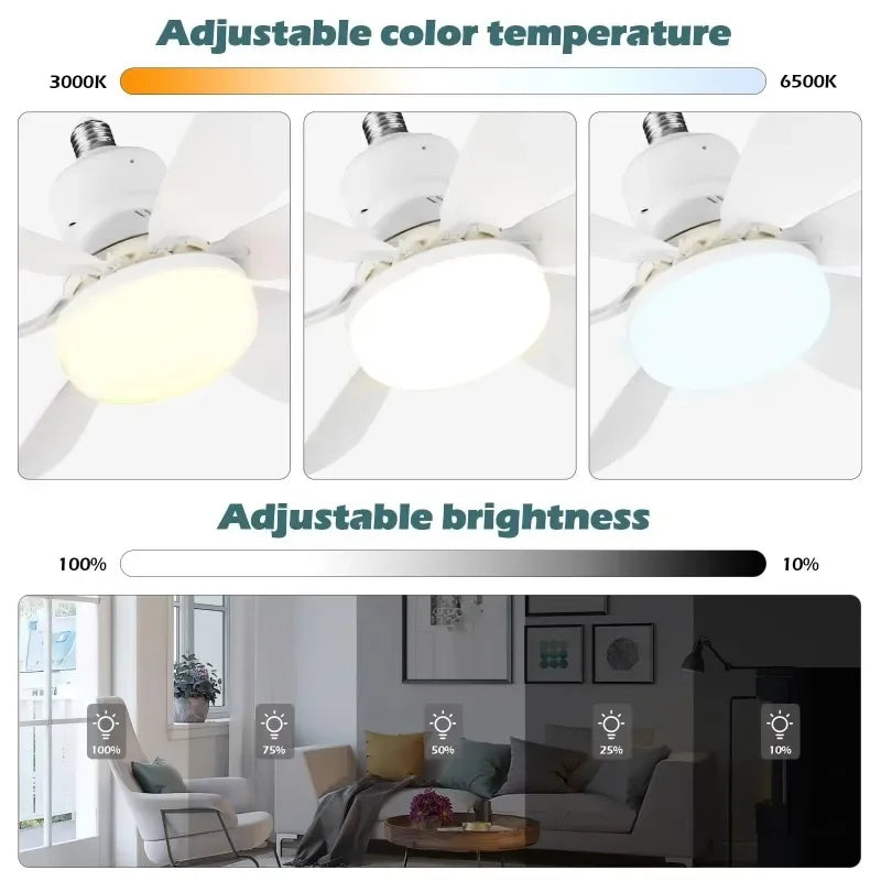 E27 with Remote LED 30W Ceiling Fan Light  Dimming Function  Suitable for Living Room Study and Home Use 85-265V
