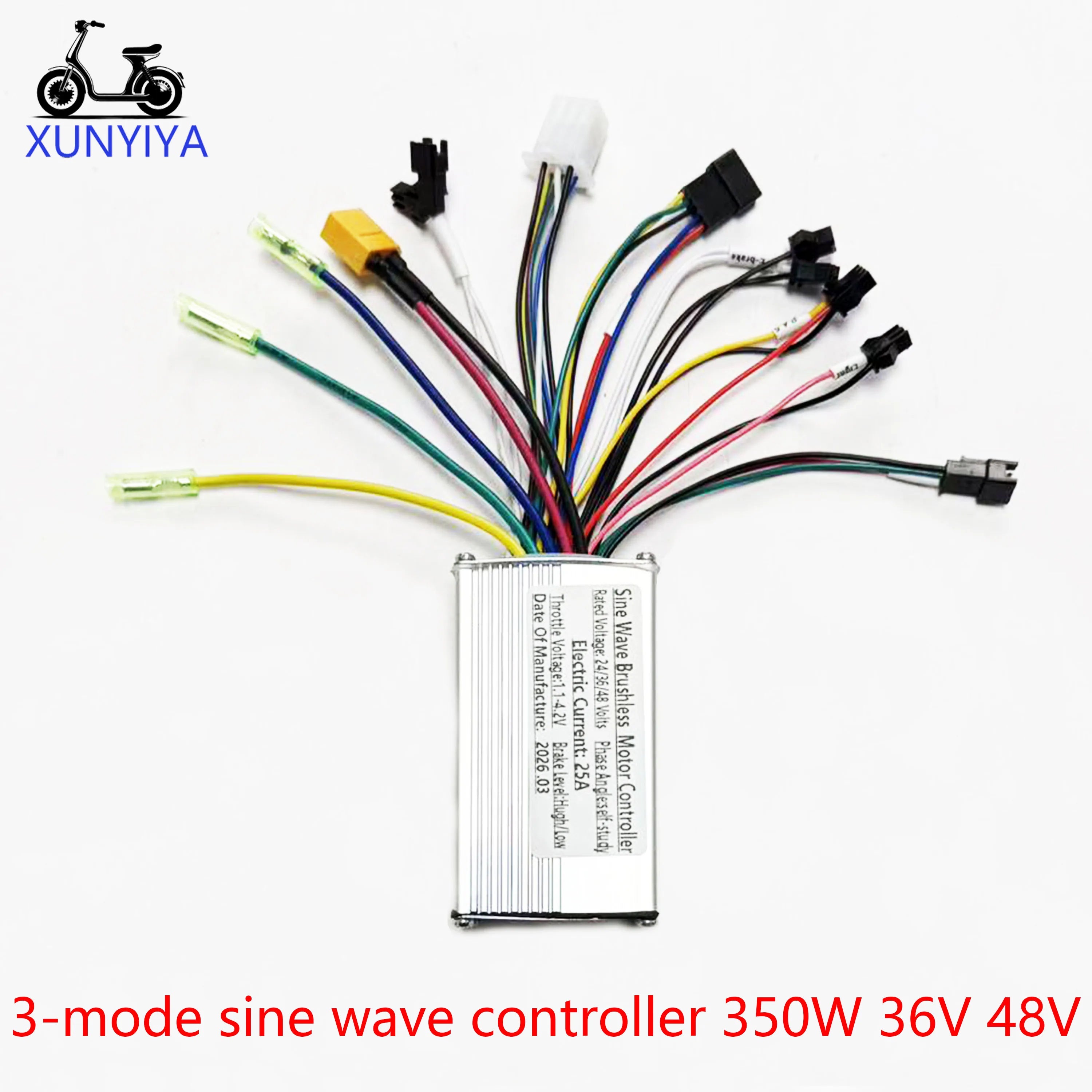E-bike Brushless Motor Controller, 3 Mode Sine Wave, 24V/36V/48V, 350W 500W, 25A, for S866, V889, S966 UART No.2 LCD E-scooters