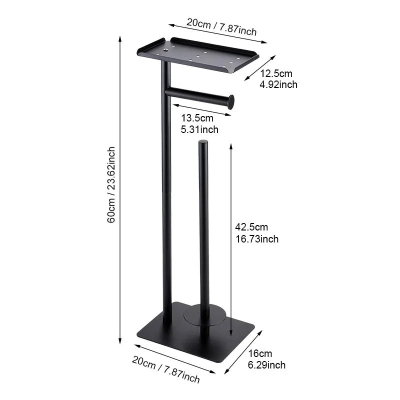 Stainless Steel Standing Toilet Set, Toilet Paper Holder with Toilet Brush for Bathroom Storage