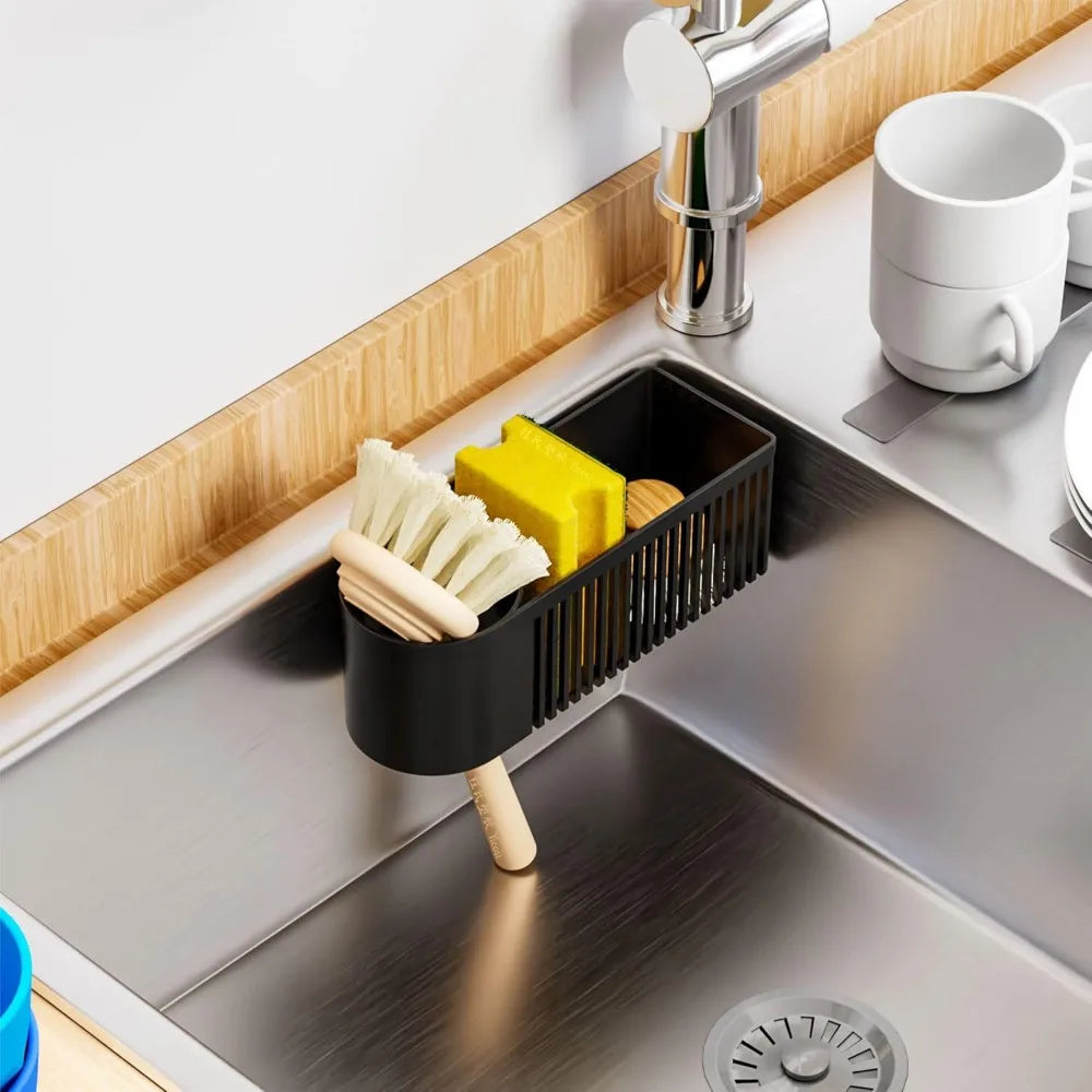 Well-ventilated Kitchen Sink Organizer Plastic Space-saving Sink Sponge Storage Basket Sponge Holder Kitchen Drain Rack