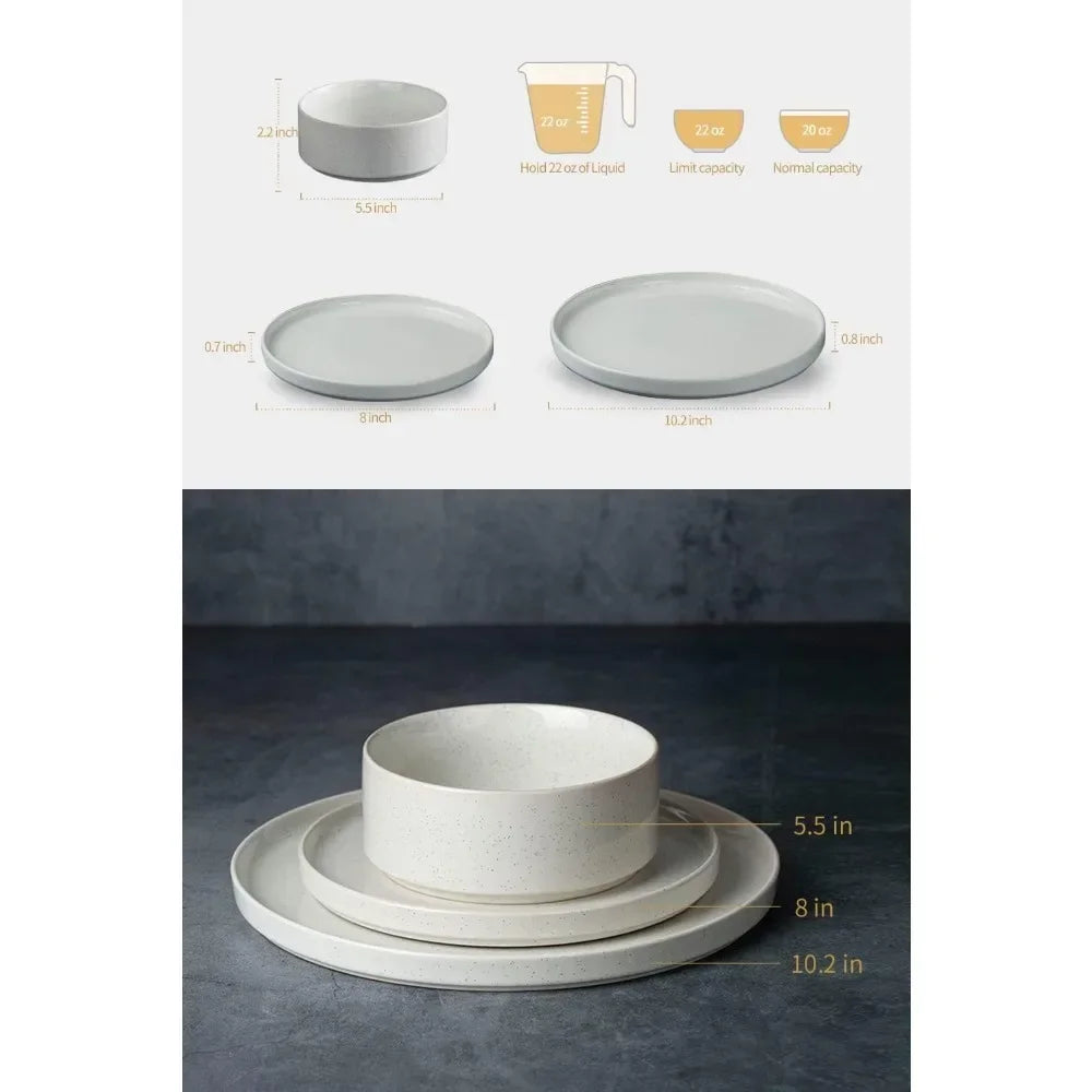 Furniture Nebula Plates and Bowls Set, 12 Pieces Dinnerware Sets, Dishes Set for 4