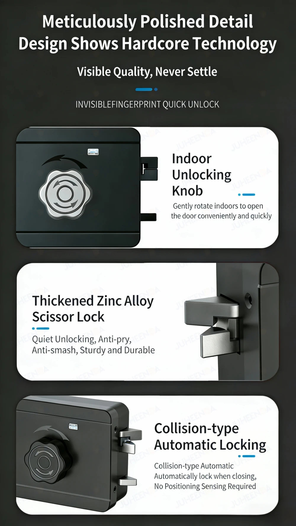 Outdoor Waterproof 3D Face Recognition Palm Scan Fingerprint Gate Lock Tuya Wifi App Password Digital Rechargeable Smart Lock