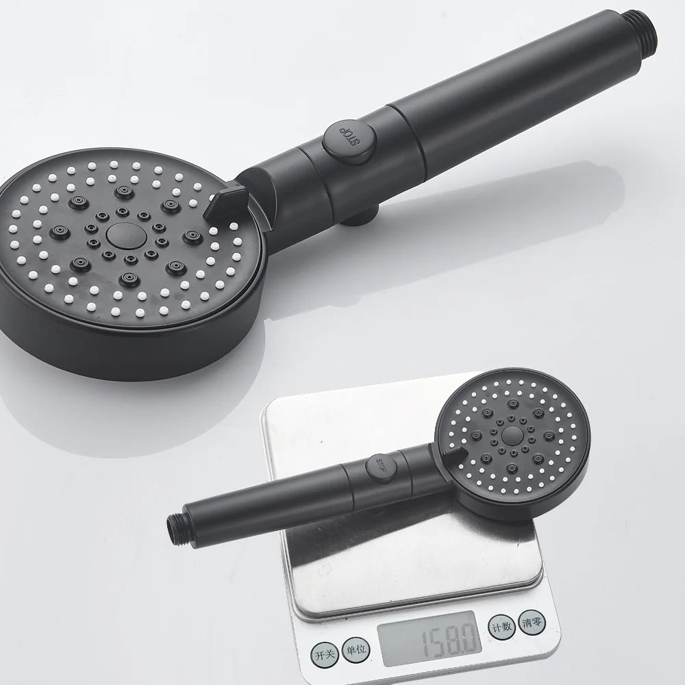 ZhangJi 2025 New 5-Function Shower head with Stop button 10cm Big Panel Silicone gel Hole Easy Cleaning Bathroom Nozzle Sprayer