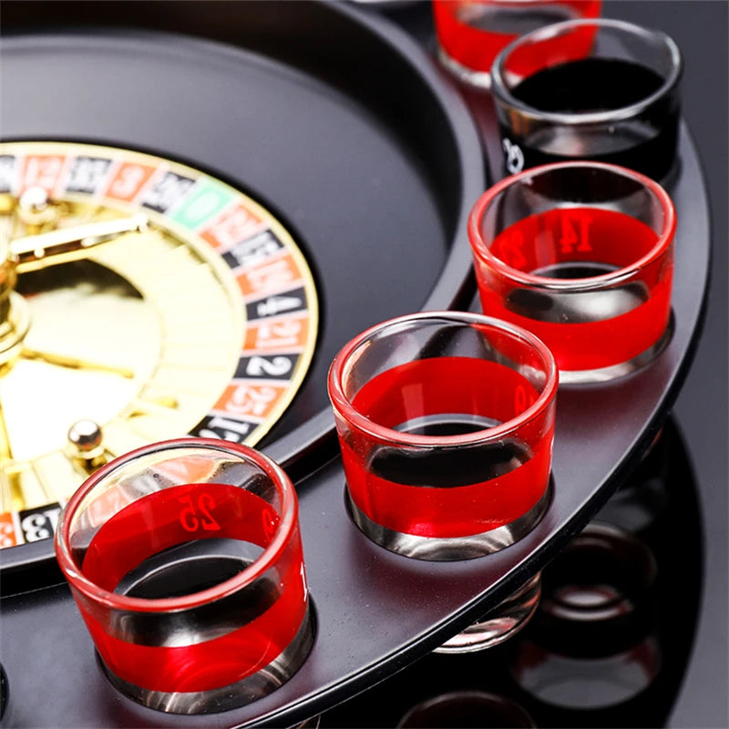 16 Glasses Transparent Glass Wine Cup Game Bar Drinking Game Whiskey Cocktail Bar Party Game Push Turntable Drinking Accessories