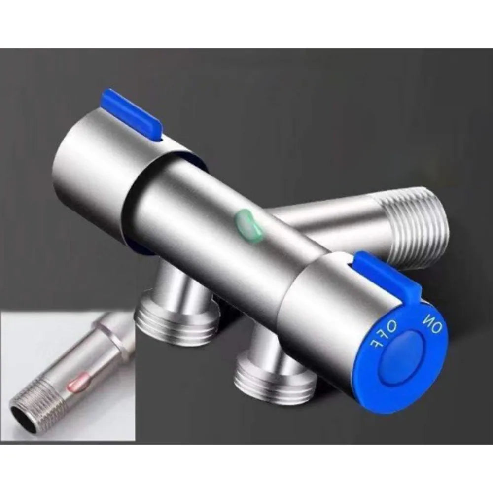 Bathroom Double  Handle Faucet  Dual Control  Stainless Steel Cold Water Faucet Bathroom Washing Machine Faucet Triangle Valve