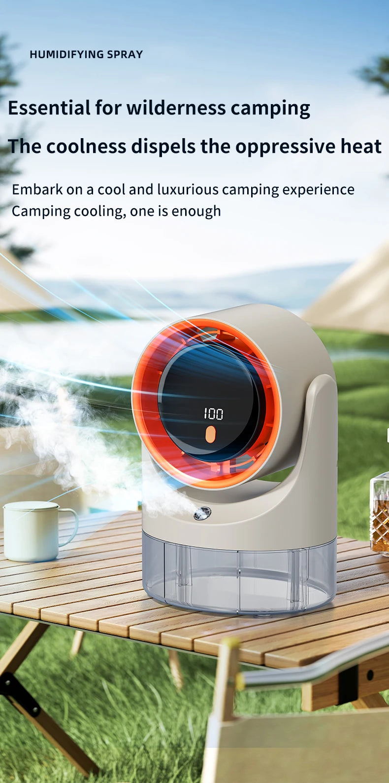 Household mini electric fan with single hole spray air conditioning cooling humidification circulating fan 360 ° adjustable