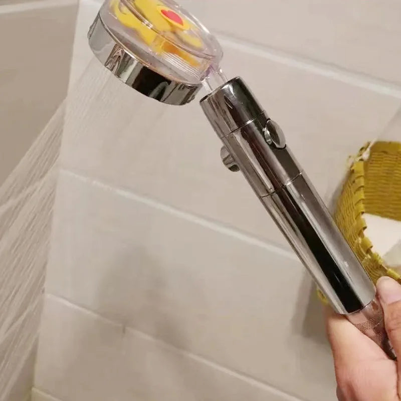 New Propeller Driven Shower Head Cotton Filter Turbocharged High Pressure Handheld Shower Nozzle