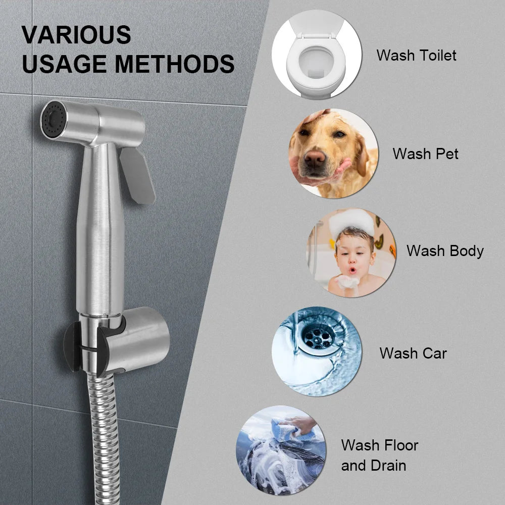 Bidet sprayer set For toilet shower head For Bathroom hand sprayer Handheld self cleaning Hand Bidet faucet Stainless Steel