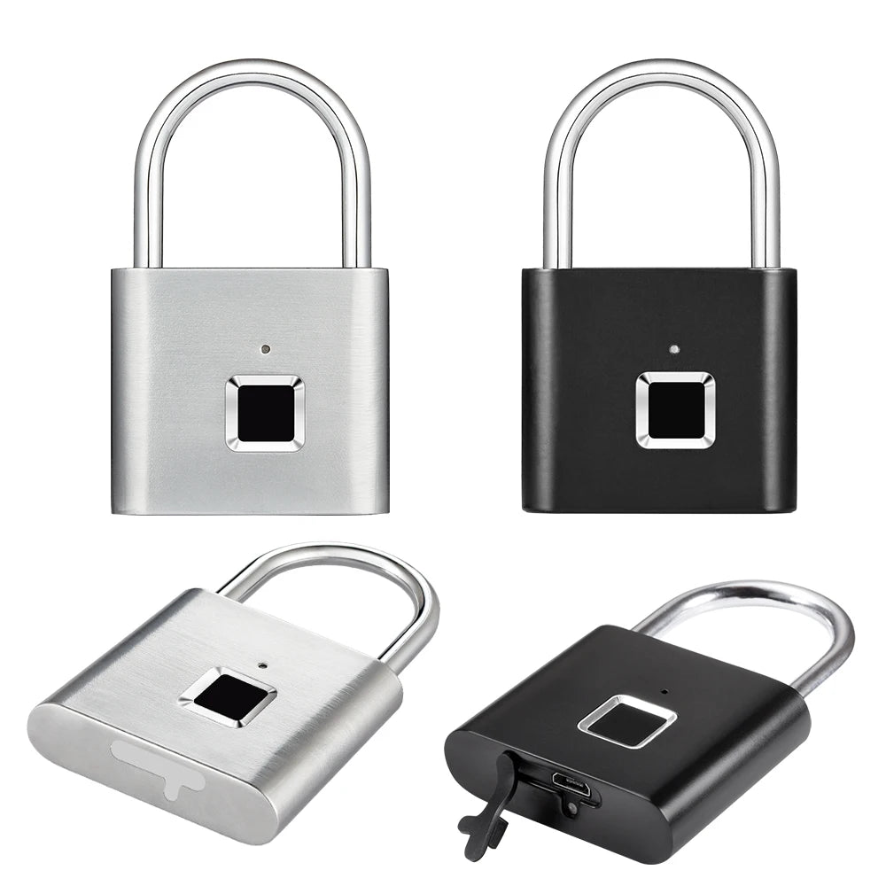 KERUI Fingerprint Lock Keyless USB Charging Smart Padlock Waterproof Door Lock 0.2sec Unlock Portable Anti-theft Padlock Zinc